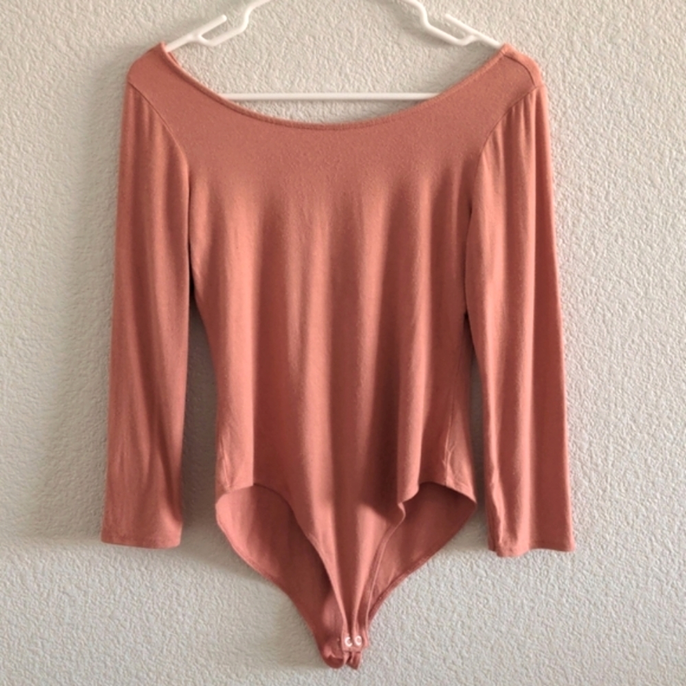 Forever 21 Bodysuit low back coral with three quarter length sleeves